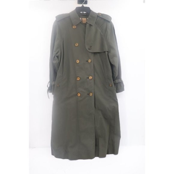 Vintage Burberrys womens 12 long double breasted trench coat cotton nova check